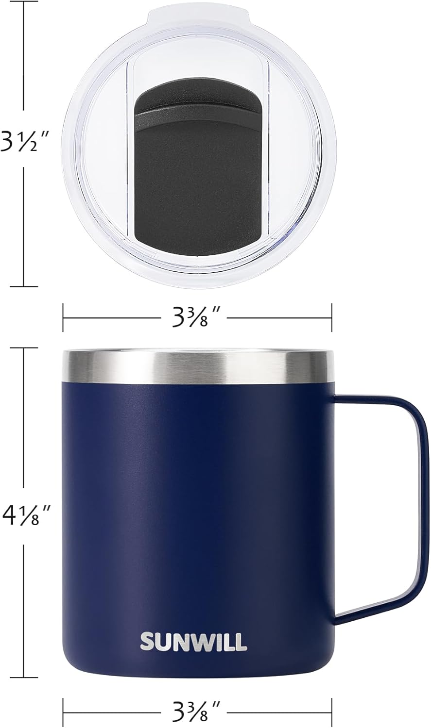 Insulated Coffee Mug with Lid Travel Tumbler with Handle Steel Cup