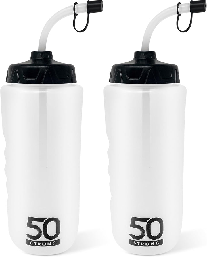 1L Sports Water Bottles with Straw & Grip – 2-Pack BPA-Free