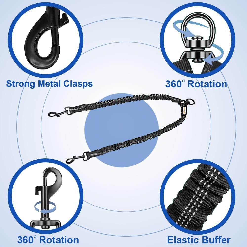 Double Dog Leash – Dual Tangle-Free Leash with 360° Swivel Shock