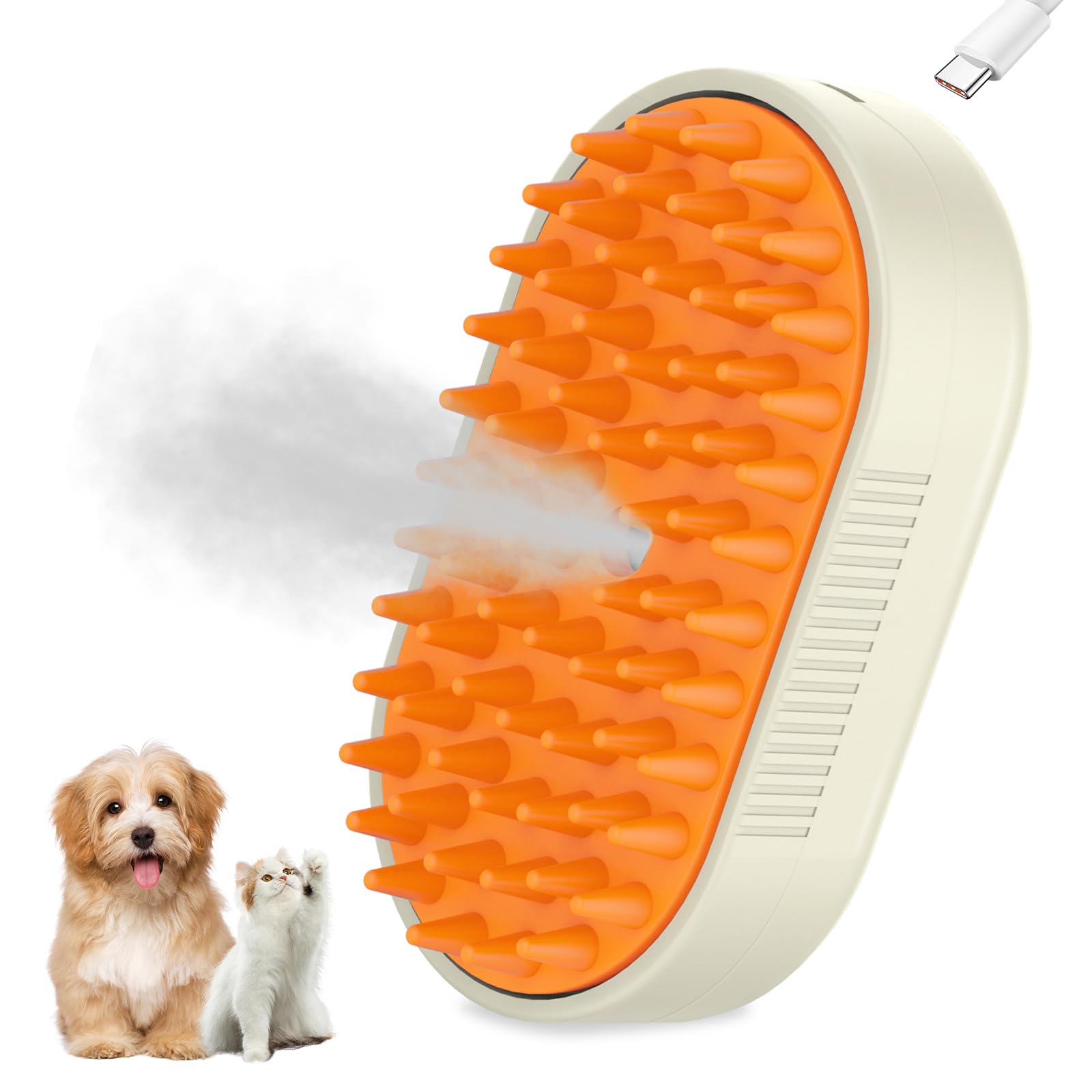 Steam Brush for Dogs & Cats – 3-in-1 Steamy Pet Brush for Shedding,