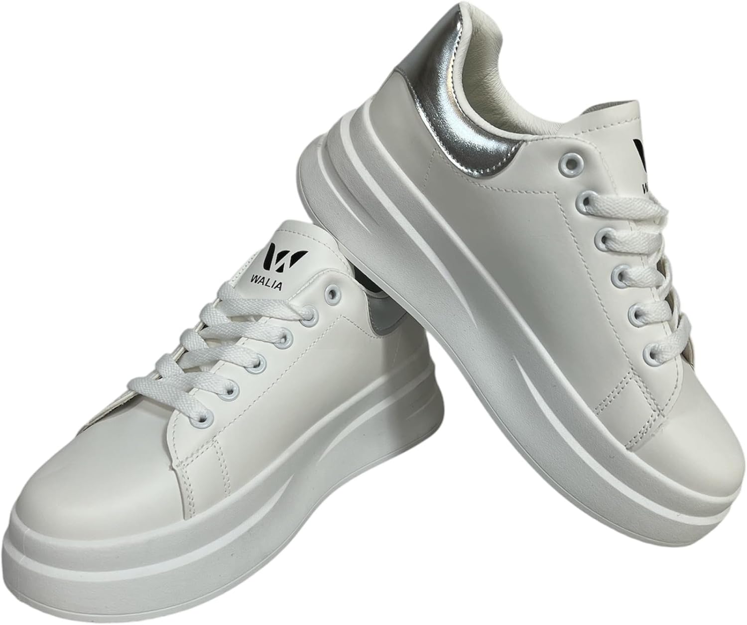 Women’s Casual Sneakers with Leopard Print Accents – Lace-Up White Shoe