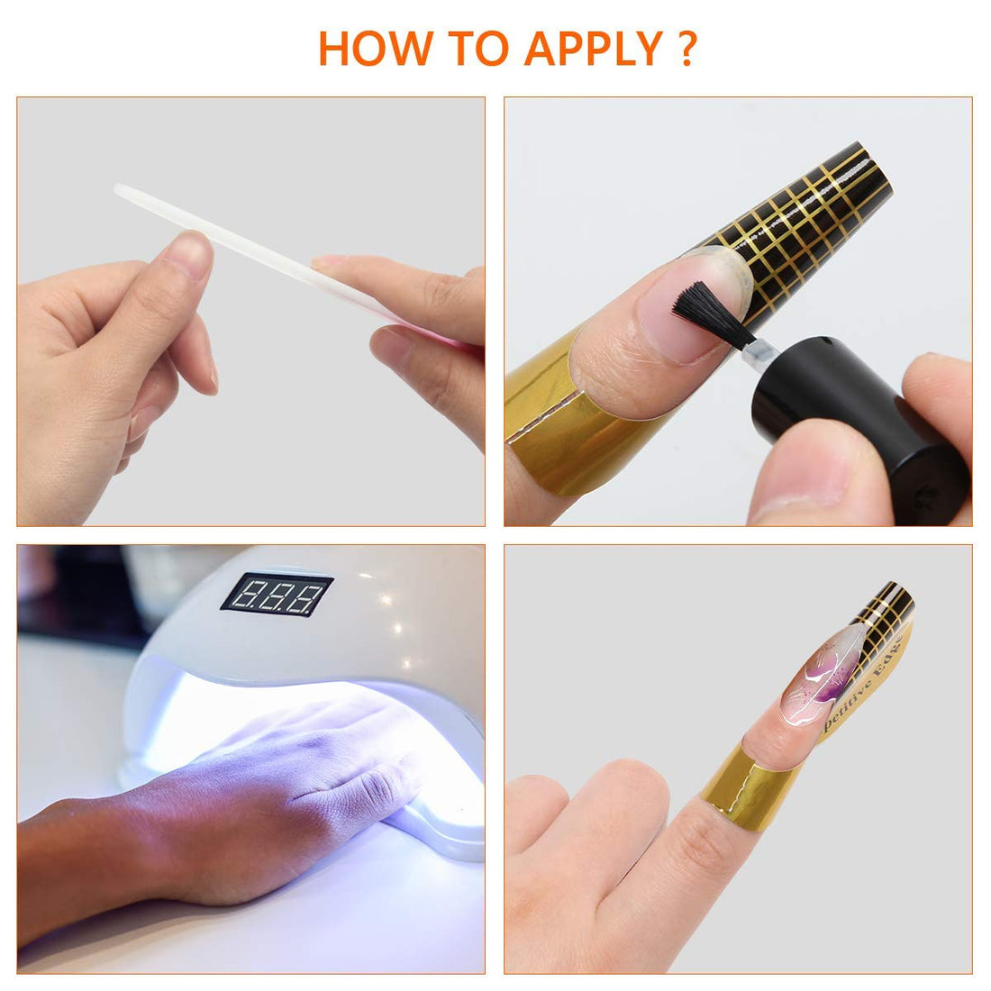 Gold Horseshoe Nail Forms – 200 Pcs Nail Extension Tips & UV Gel Guide Stickers
