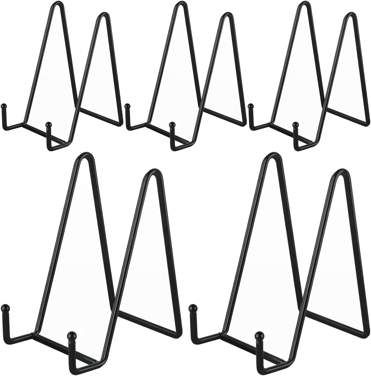 5 Pack 6" Black Metal Display Stands for Plates, Photos & Art
