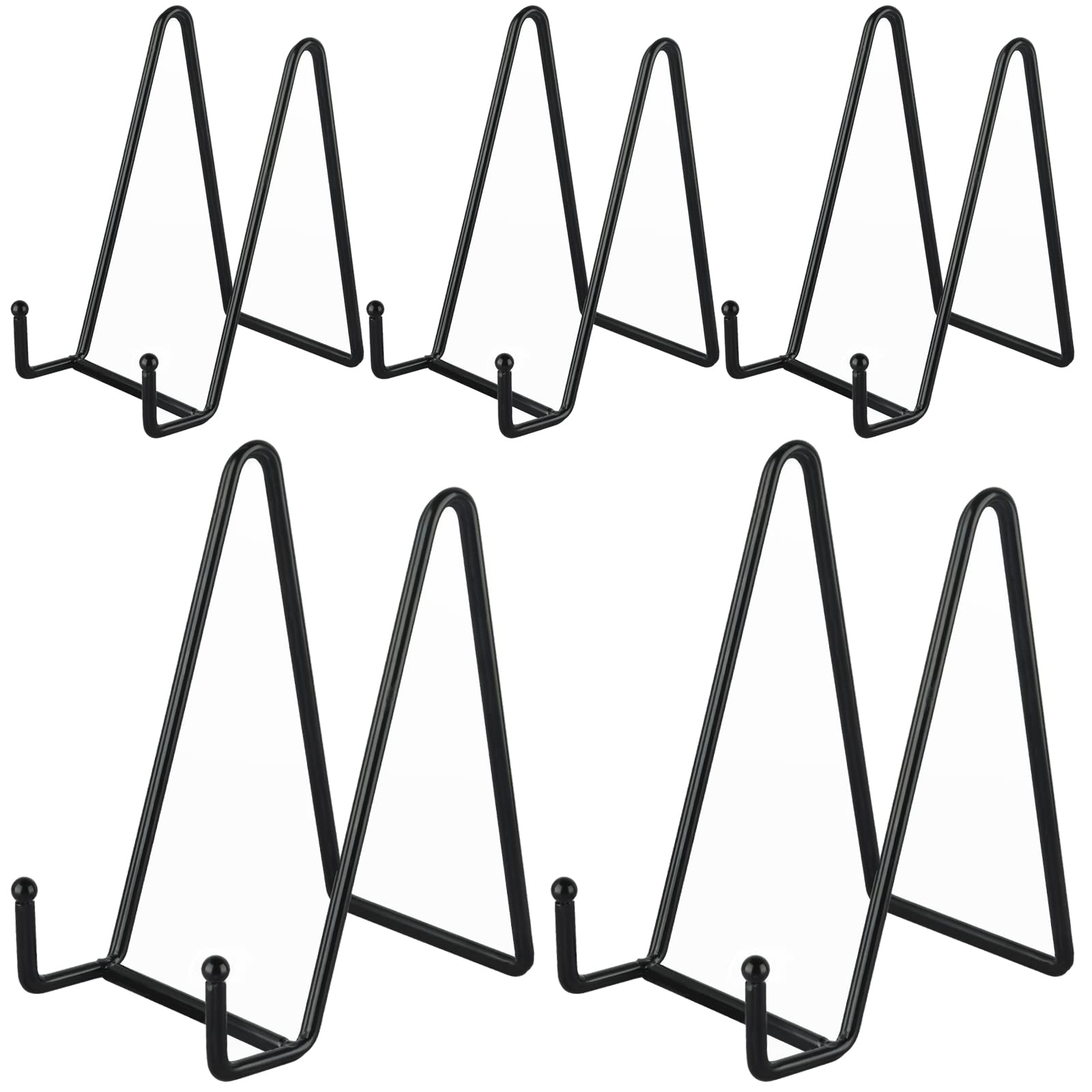 5 Pack 6" Black Metal Display Stands for Plates, Photos & Art