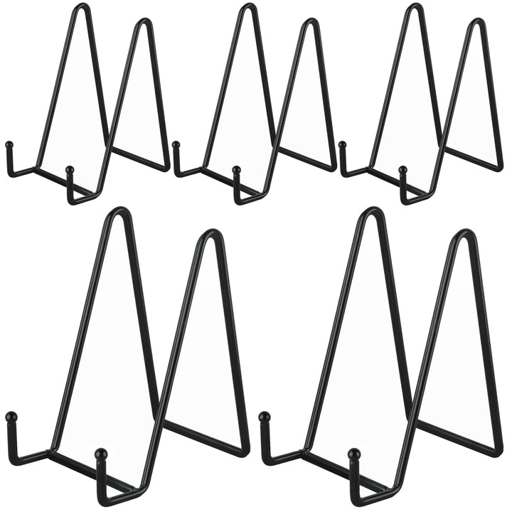 5 Pack 6" Black Metal Display Stands for Plates, Photos & Art