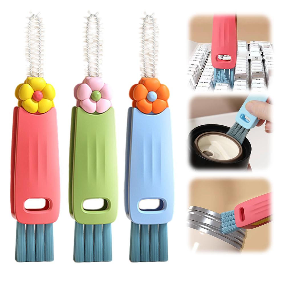 3-in-1 Cup Lid Cleaning Brush – Multifunctional Crevice Cleaning Brush for Bottle