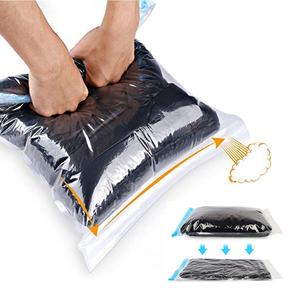 10-Pack Space Saver Compression Bags – No Pump Needed Travel Storage