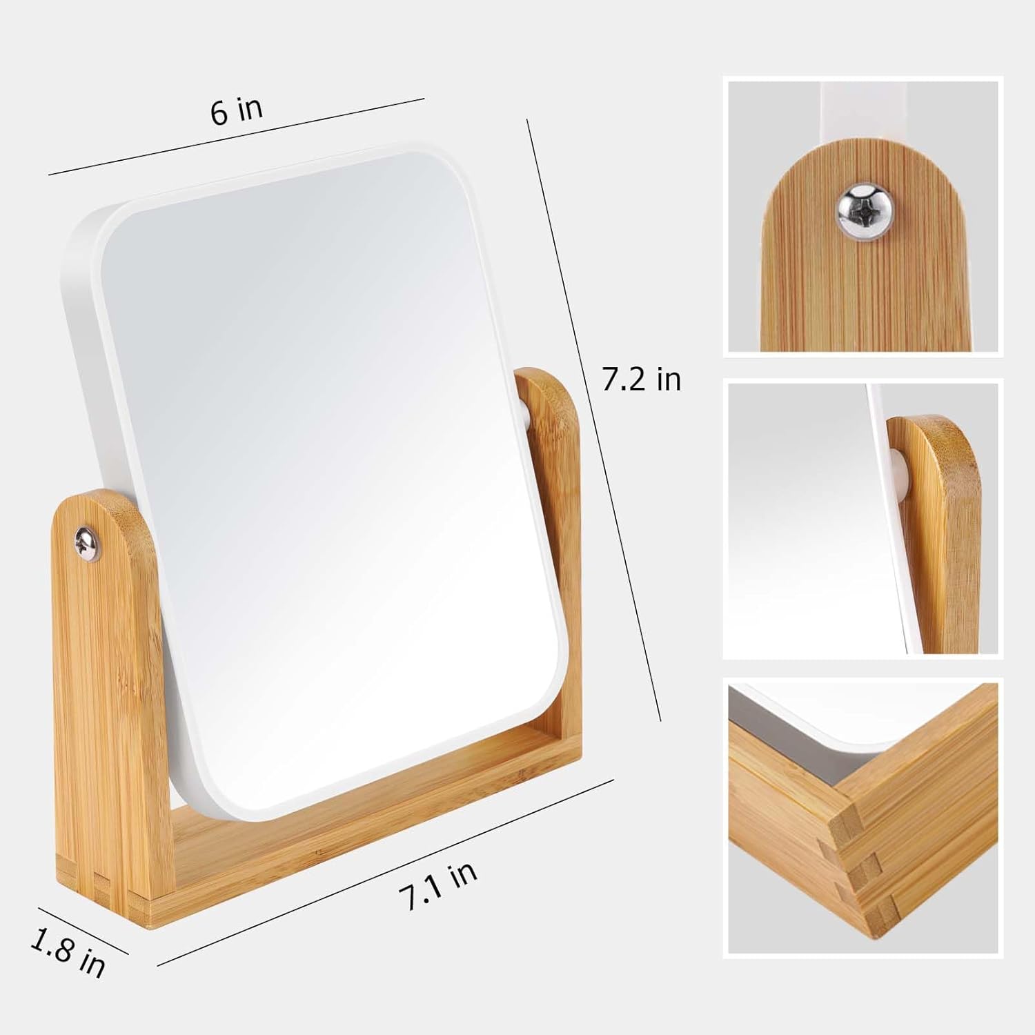 Double-Sided 8" Vanity Mirror with 1X/3X Magnification & Stand