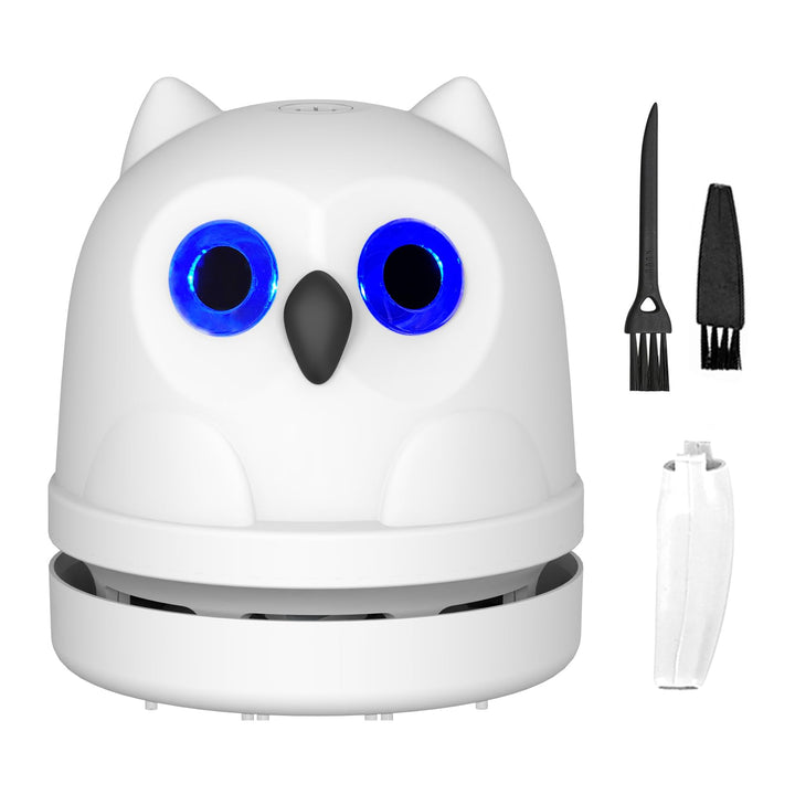 Mini Owl Desktop Vacuum Cleaner – Portable USB Rechargeable Crumb Sweeper