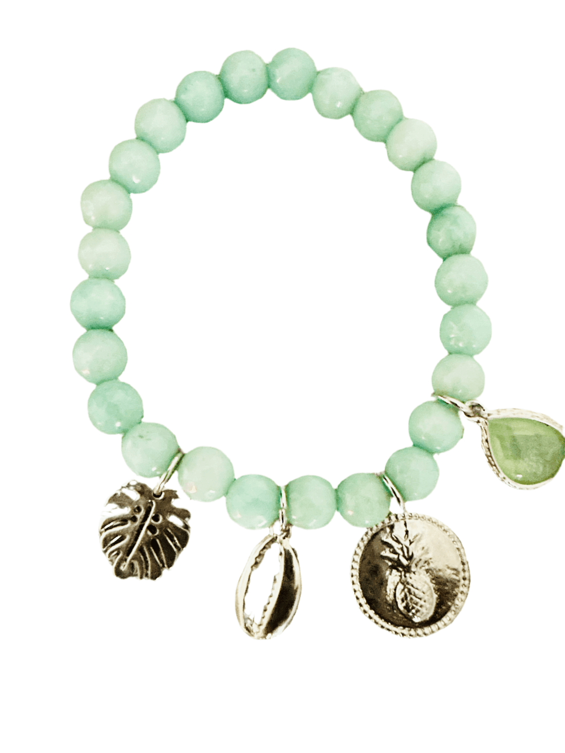 Turquoise Stone Bracelet with 4 Charms: December Birthstone