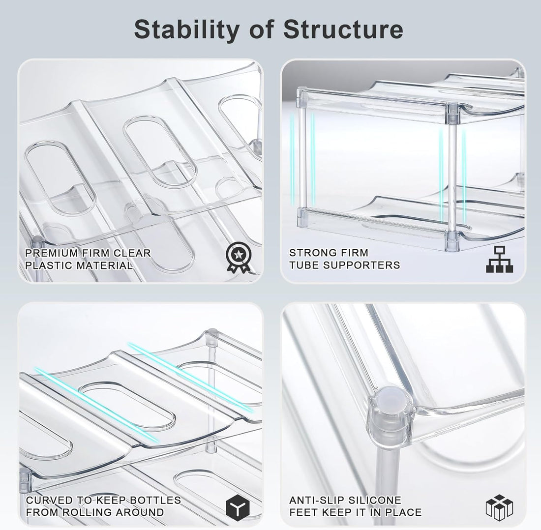Compartment Stackable Water Bottle Organizer – Clear Holder for Stanley & Large Tumblers,