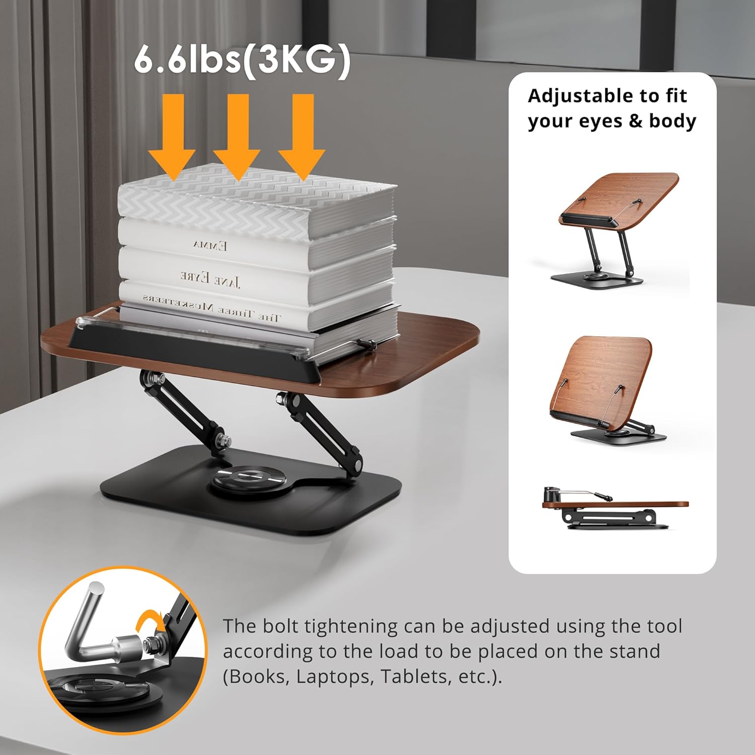 360° Adjustable Book Stand – Foldable Reading Holder with Clips