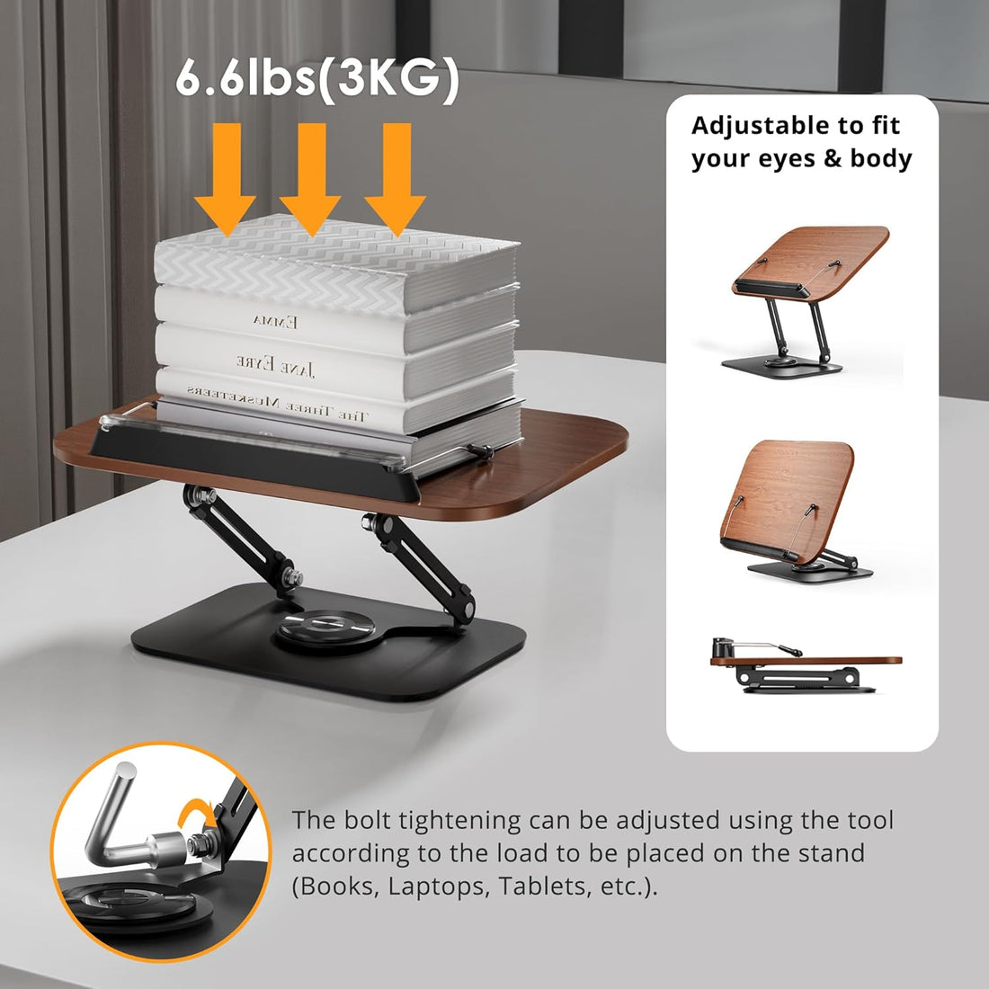 360° Adjustable Book Stand – Foldable Reading Holder with Clips