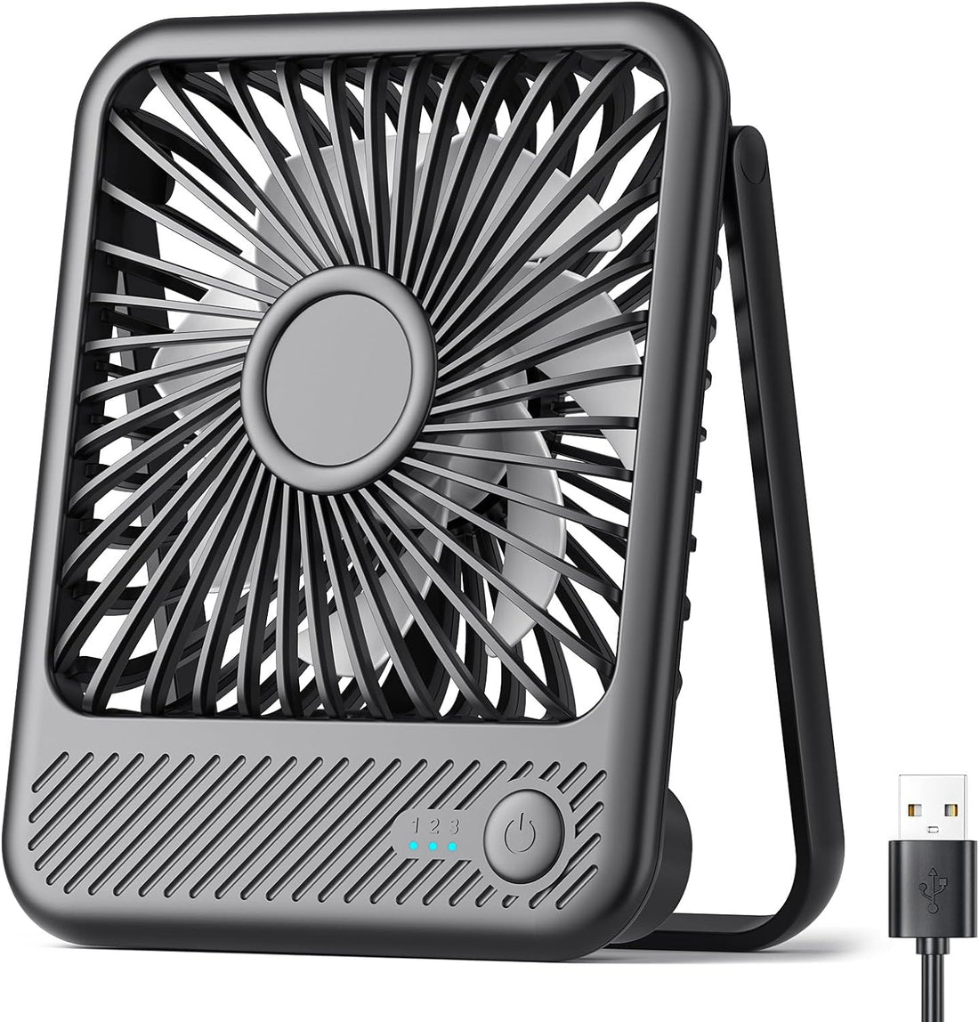 USB Desk Fan – Ultra Quiet 5” Personal Fan with 3 Speeds & 180° Tilt