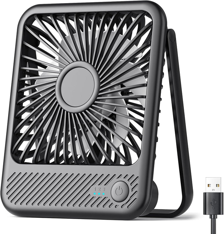 USB Desk Fan – Ultra Quiet 5” Personal Fan with 3 Speeds & 180° Tilt