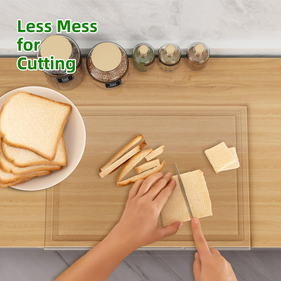 Clear Acrylic Cutting Board with Juice Groove & Non-Slip Base