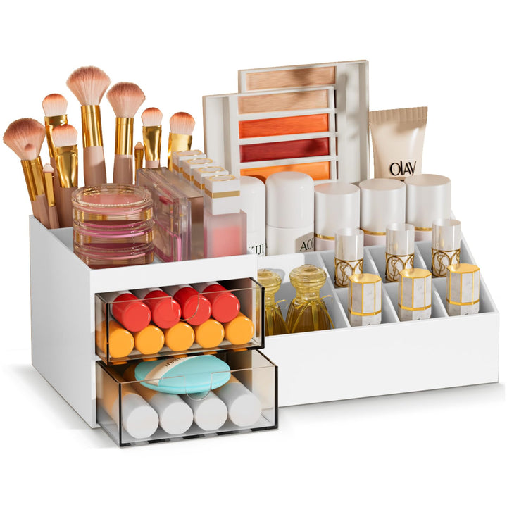 Makeup Organizer with Drawers, Easy Storage for Beauty Products Brushes,