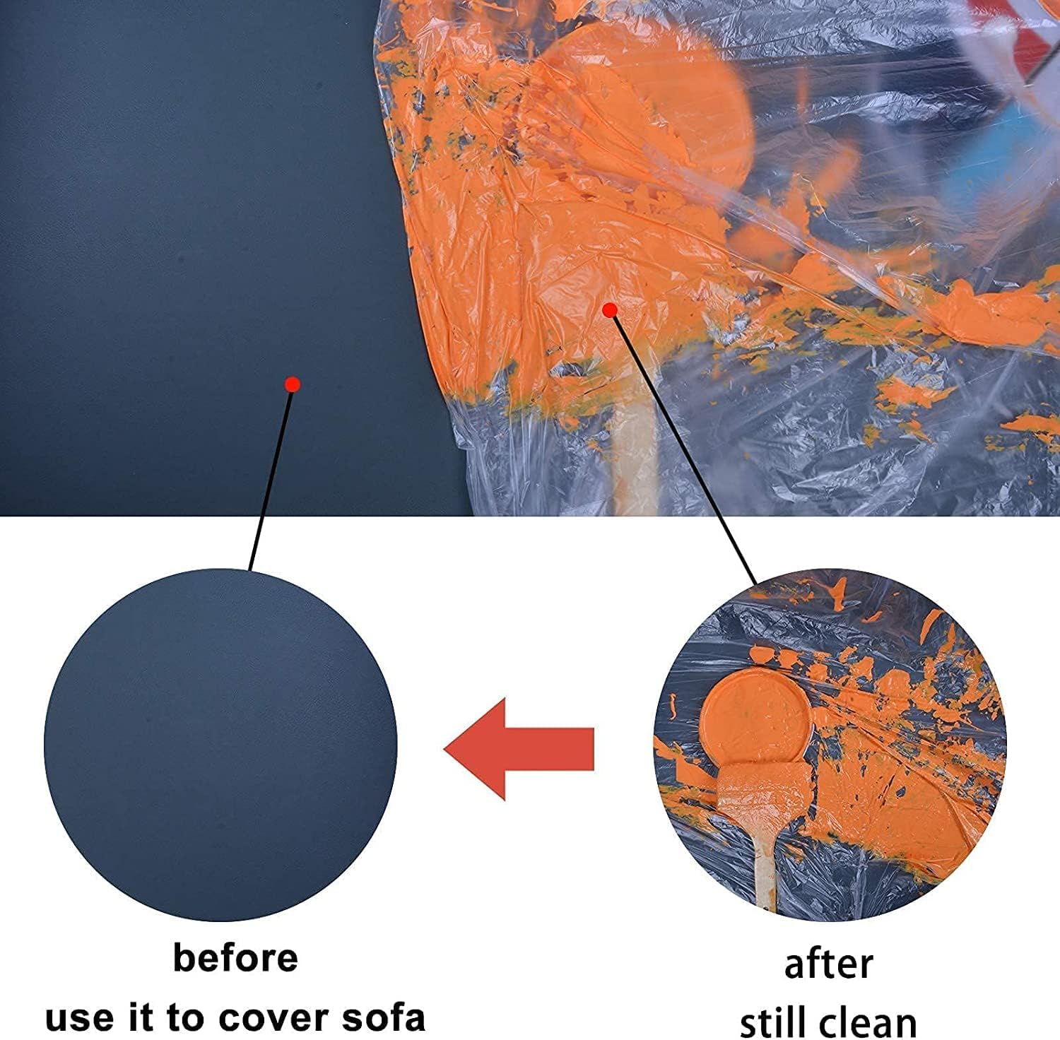 Clear Plastic Sheeting Drop Cloths for Painting, 5 Pcs 9x12ft Plastic