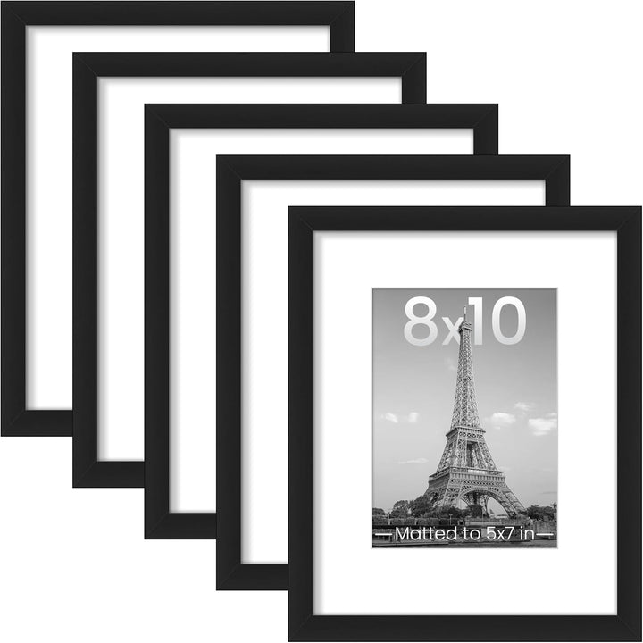 8x10 Picture Frame Set of 5, Display Pictures 5x7 with Mat