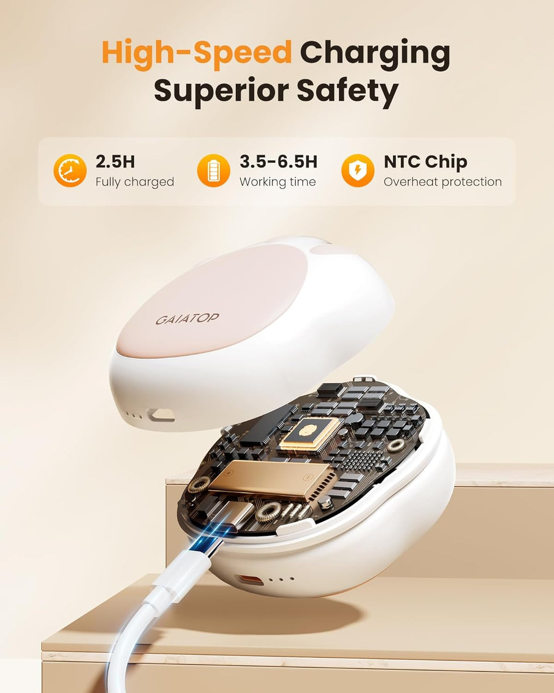 Rechargeable Cat Paw Hand Warmers – 2 Pack, 3 Heat Levels