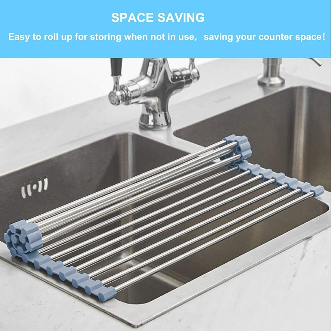 Roll-Up Dish Drying Rack – Over The Sink Foldable Dish Drainer