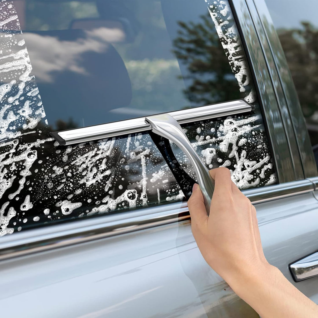 All-Purpose Stainless Steel Shower Squeegee – Silver Window & Mirror