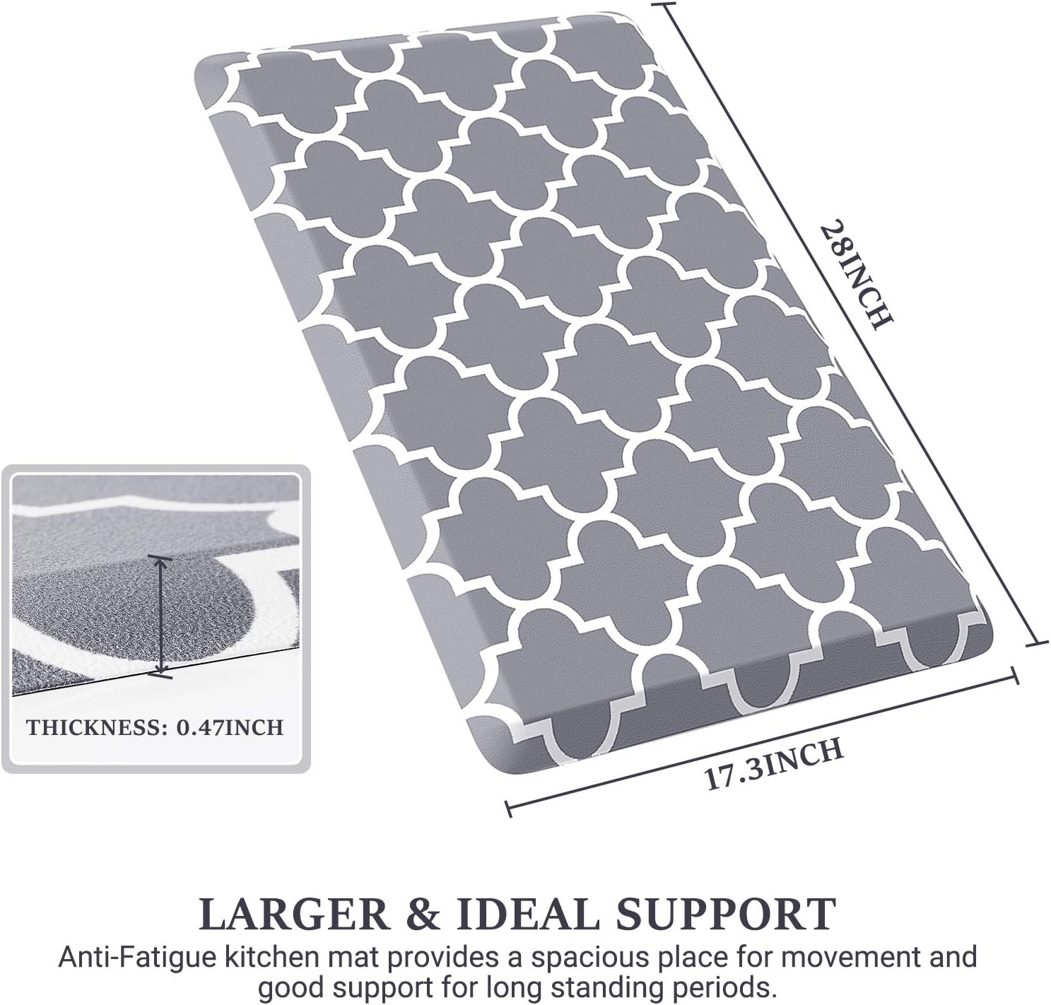 Kitchen Mat and Rugs Cushioned Anti-Fatigue Non-Slip Waterproof