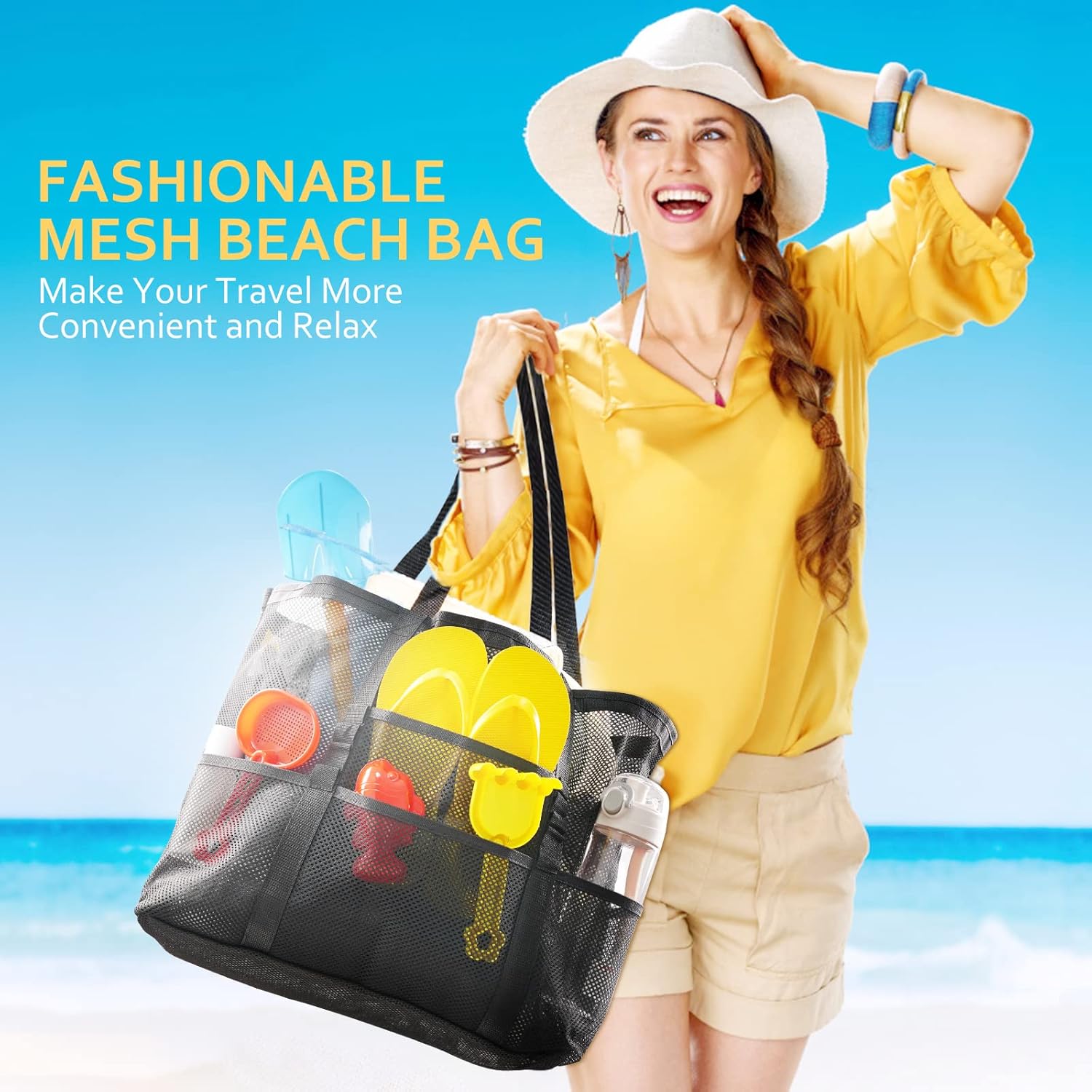 Mesh Beach Bag – Large Tote for Family, Toys, & Vacation Essentials