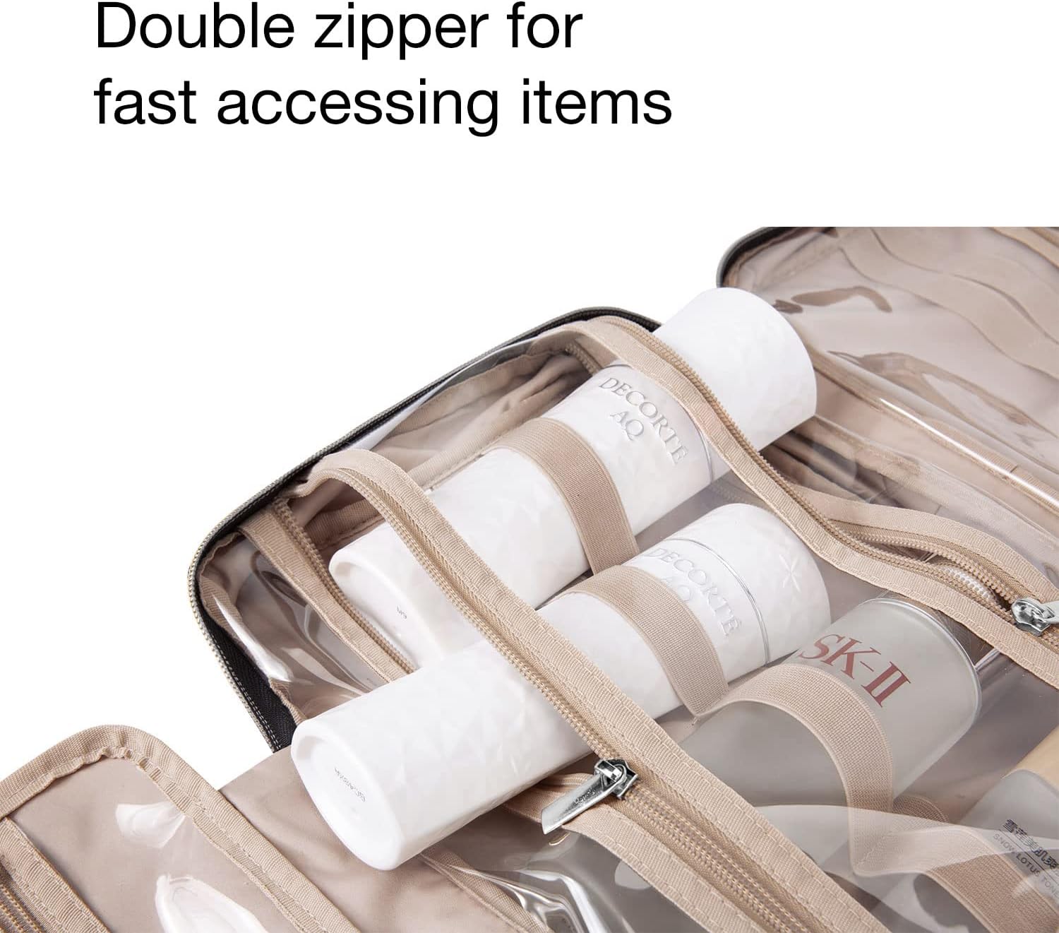 Toiletry Bag Travel Bag with Hanging Hook, Water-resistant Makeup Cosmetic Bag