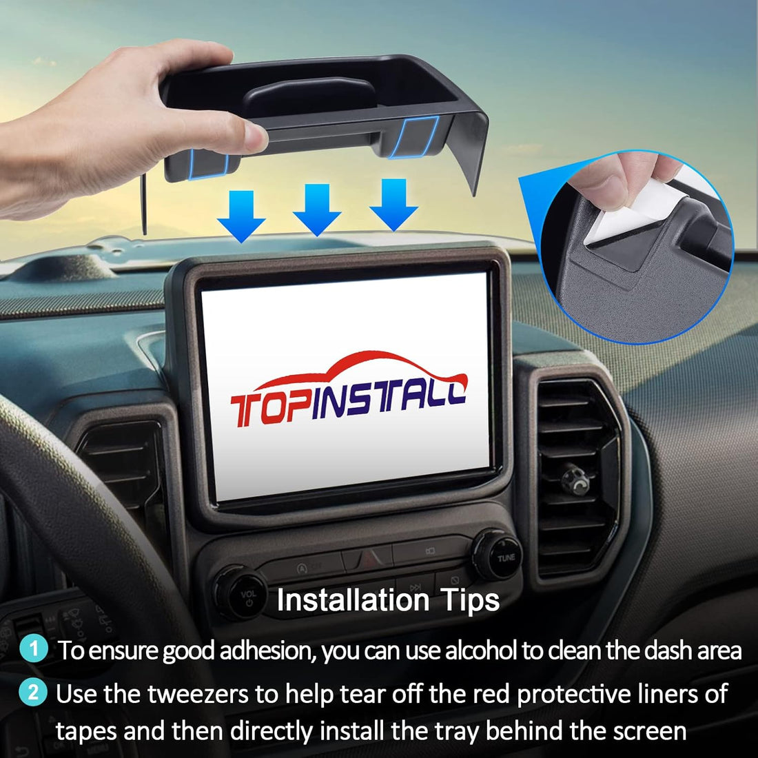 Dash Tray with Coin Holder ABS Storage for Bronco Sport 2021-2024