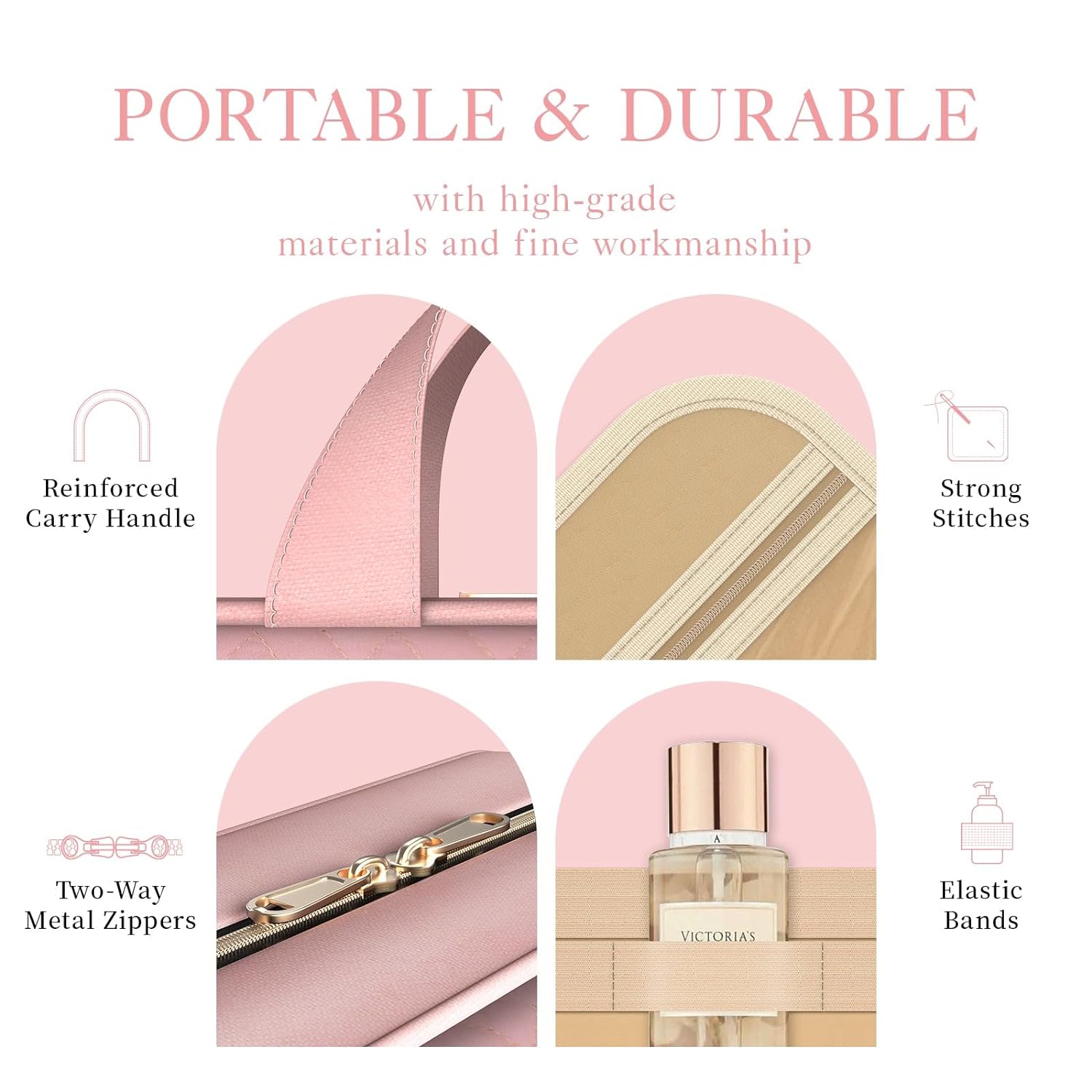 Travel Toiletry Bag for Women with Hanging Hook – Waterproof