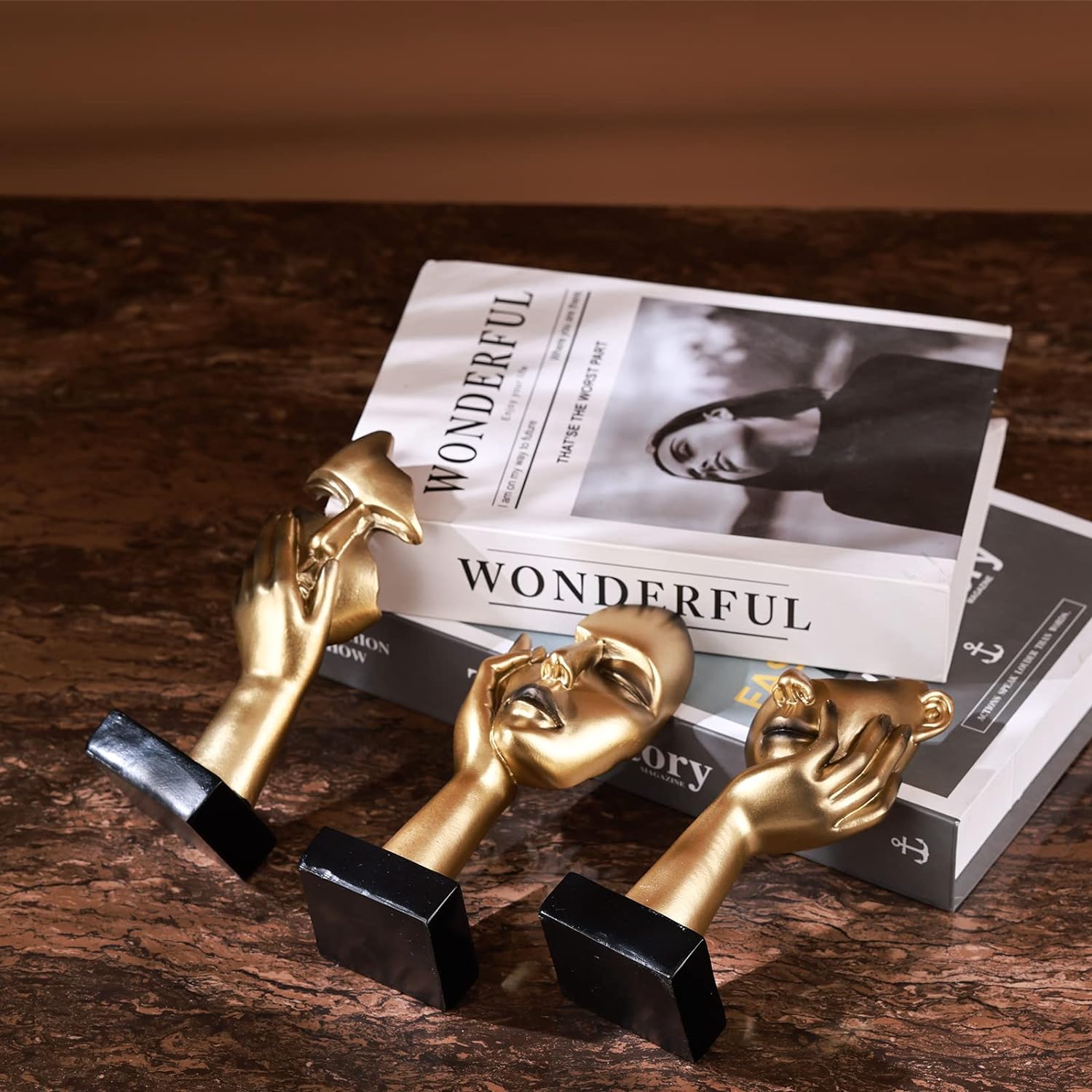 Thinker Statue Set – Gold & Black Abstract Modern Decor (3 Pcs)