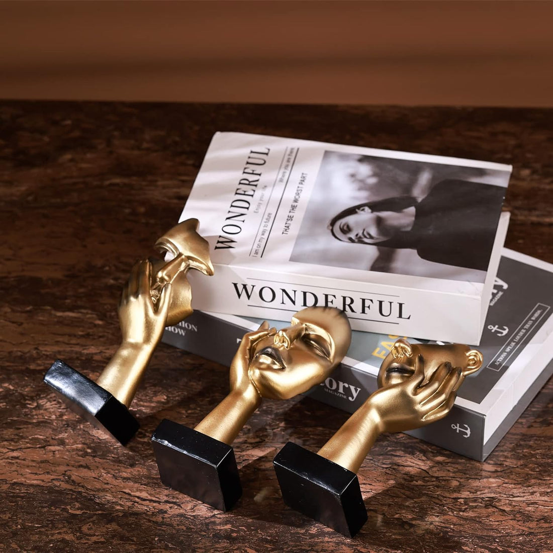 Thinker Statue Set – Gold & Black Abstract Modern Decor (3 Pcs)