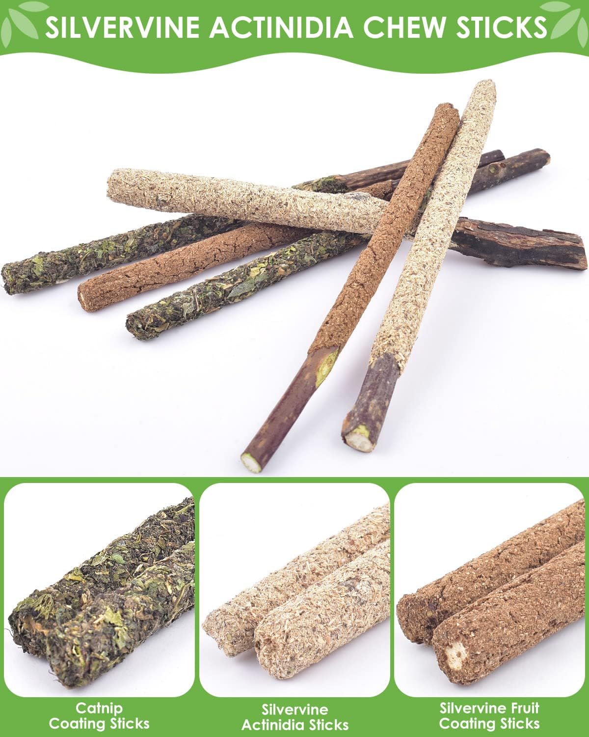 Silvervine Sticks (10 Pack) – Natural Catnip Chew Toys for Kittens