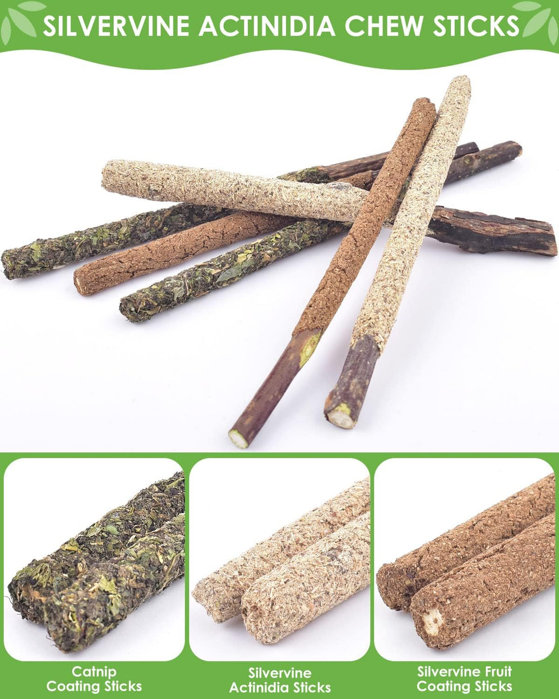 Silvervine Sticks (10 Pack) – Natural Catnip Chew Toys for Kittens