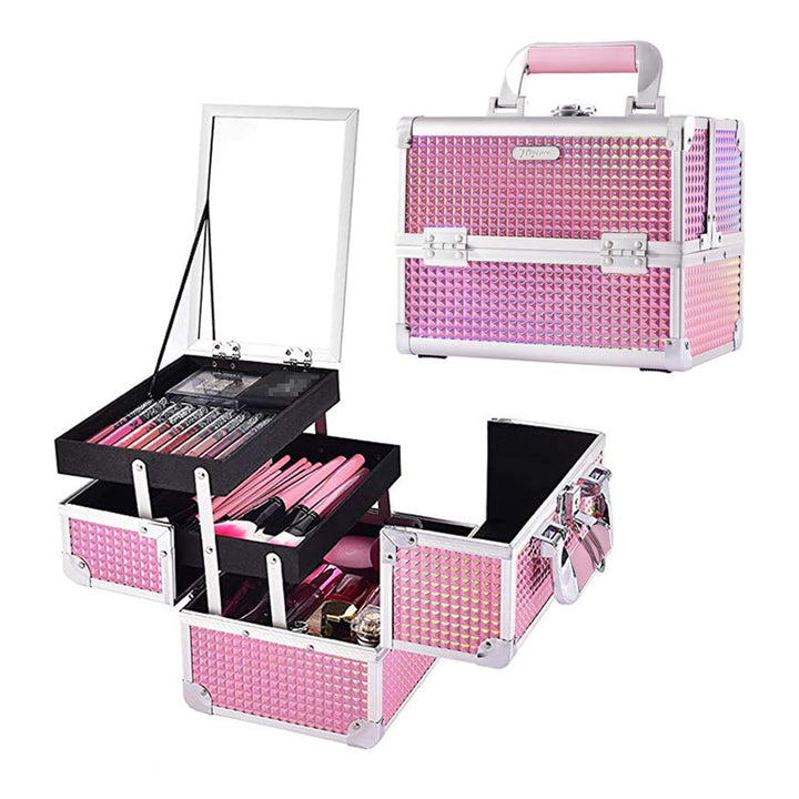 Makeup Train Case Makeup Case Organizer Portable Cosmetic Box Storage