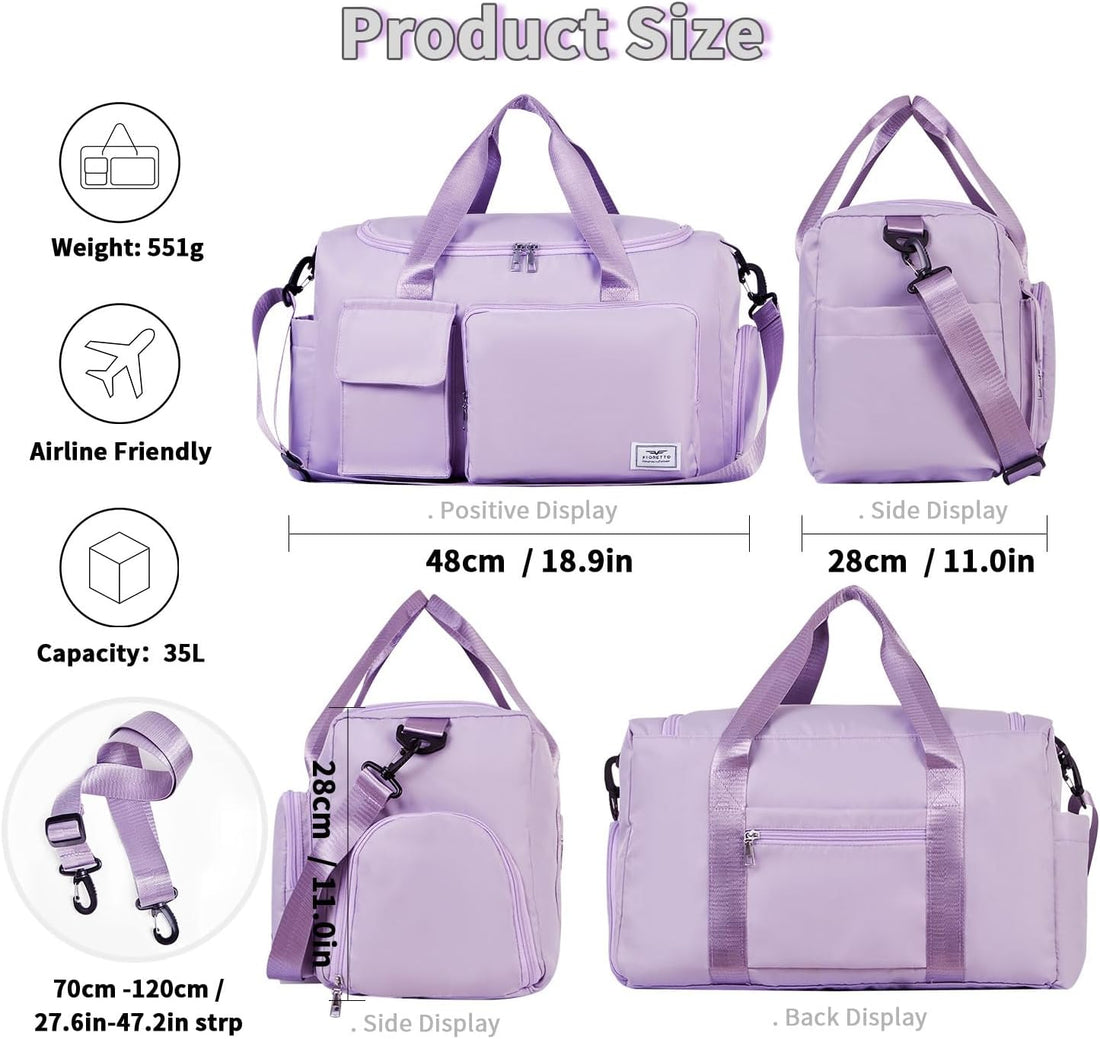 Women’s Gym Duffle Bag – 37L Travel Bag with Shoe Pocket