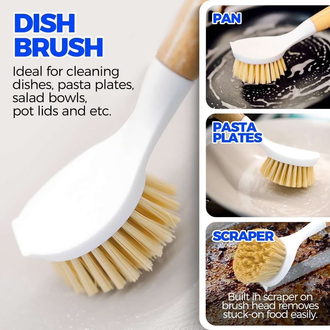 6 Pack Dish Brush Kitchen Brushes Set with Bottle Brush Dish Brush