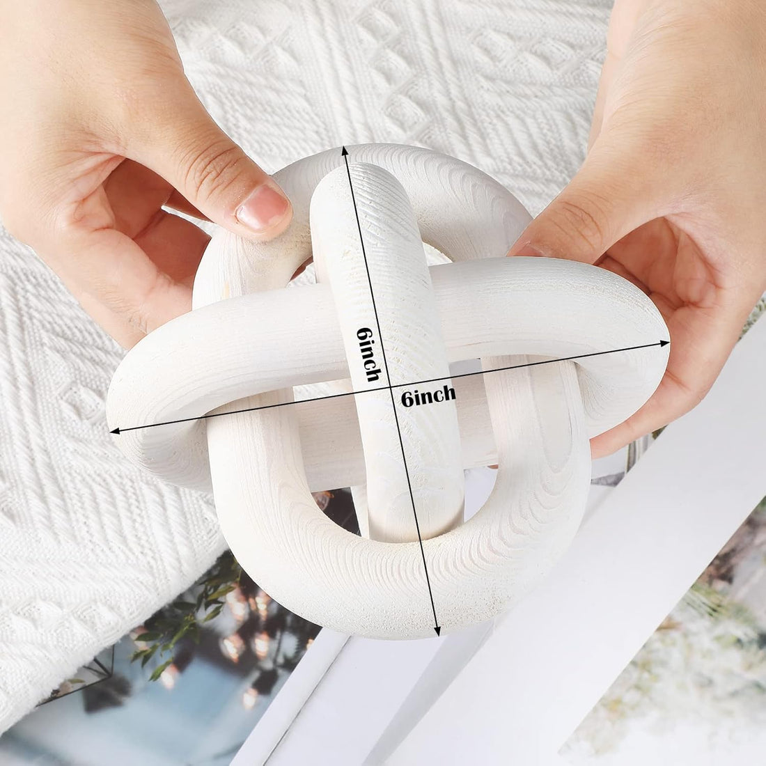 3 Link Wood Knot Decor - Hand Carved Coffee Table Decoration