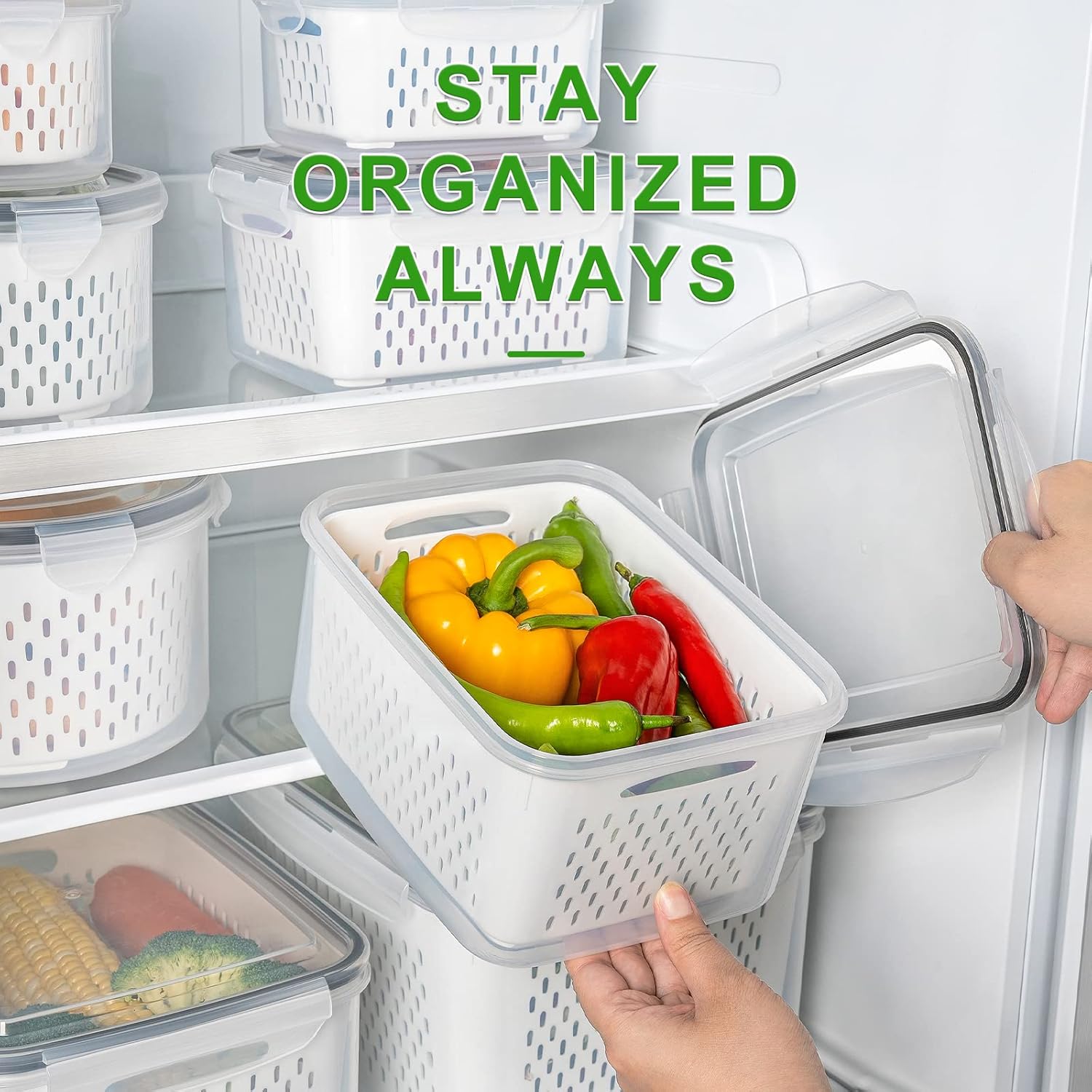 5 PCS Large Fruit Containers for Fridge - Leakproof Food Storage Containers