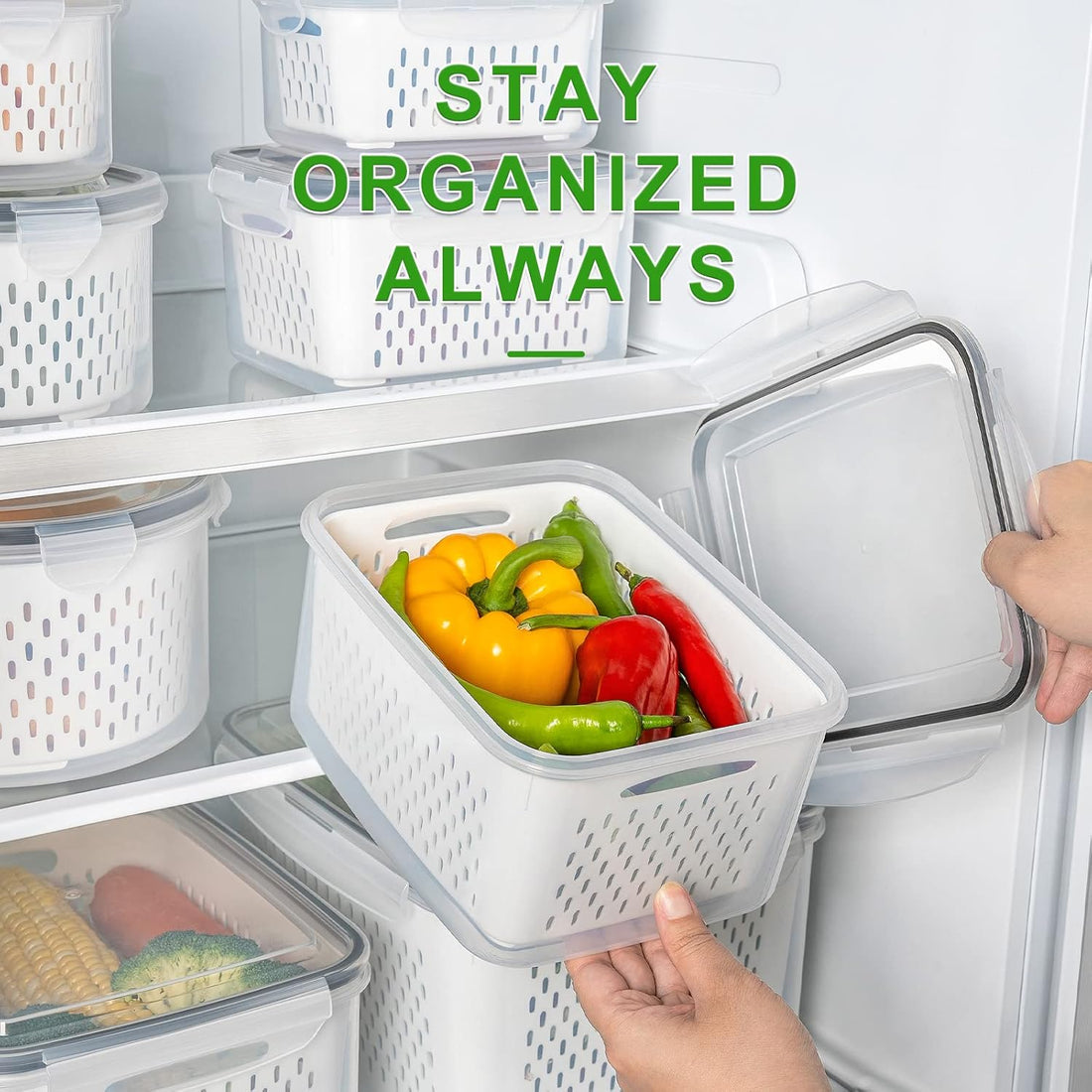5 PCS Large Fruit Containers for Fridge - Leakproof Food Storage Containers