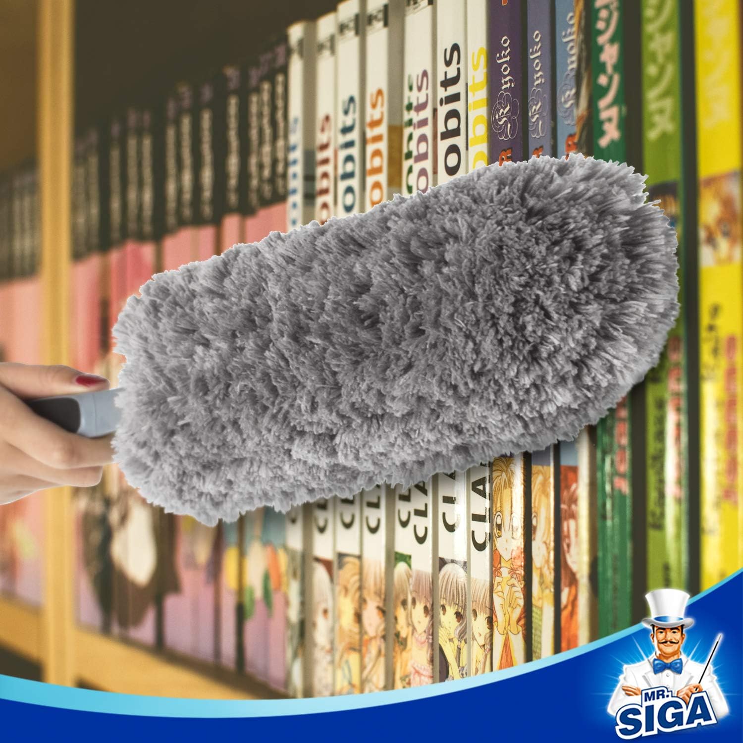 Lint Free Microfiber Duster, Washable Duster for Household Cleaning Gray