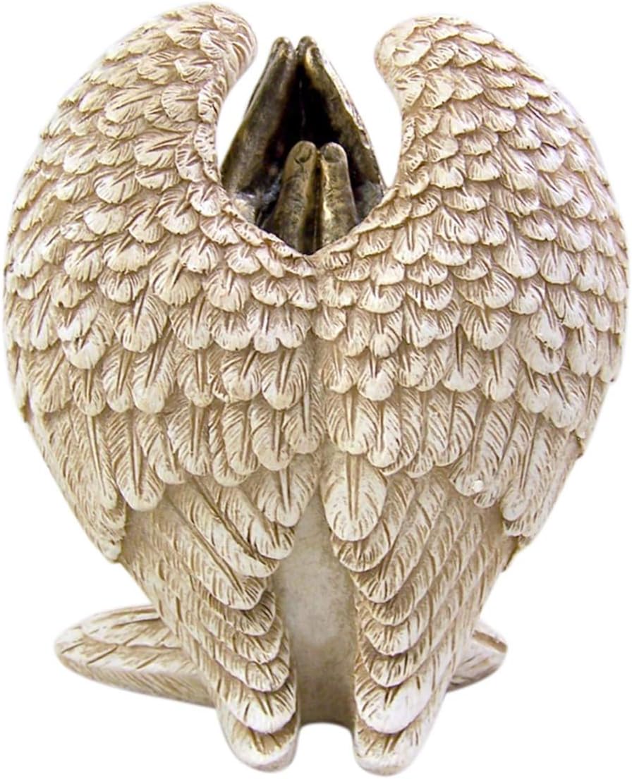 Angel Wings with Praying Hands Cast Resin Figurine Statue, 5 Inch