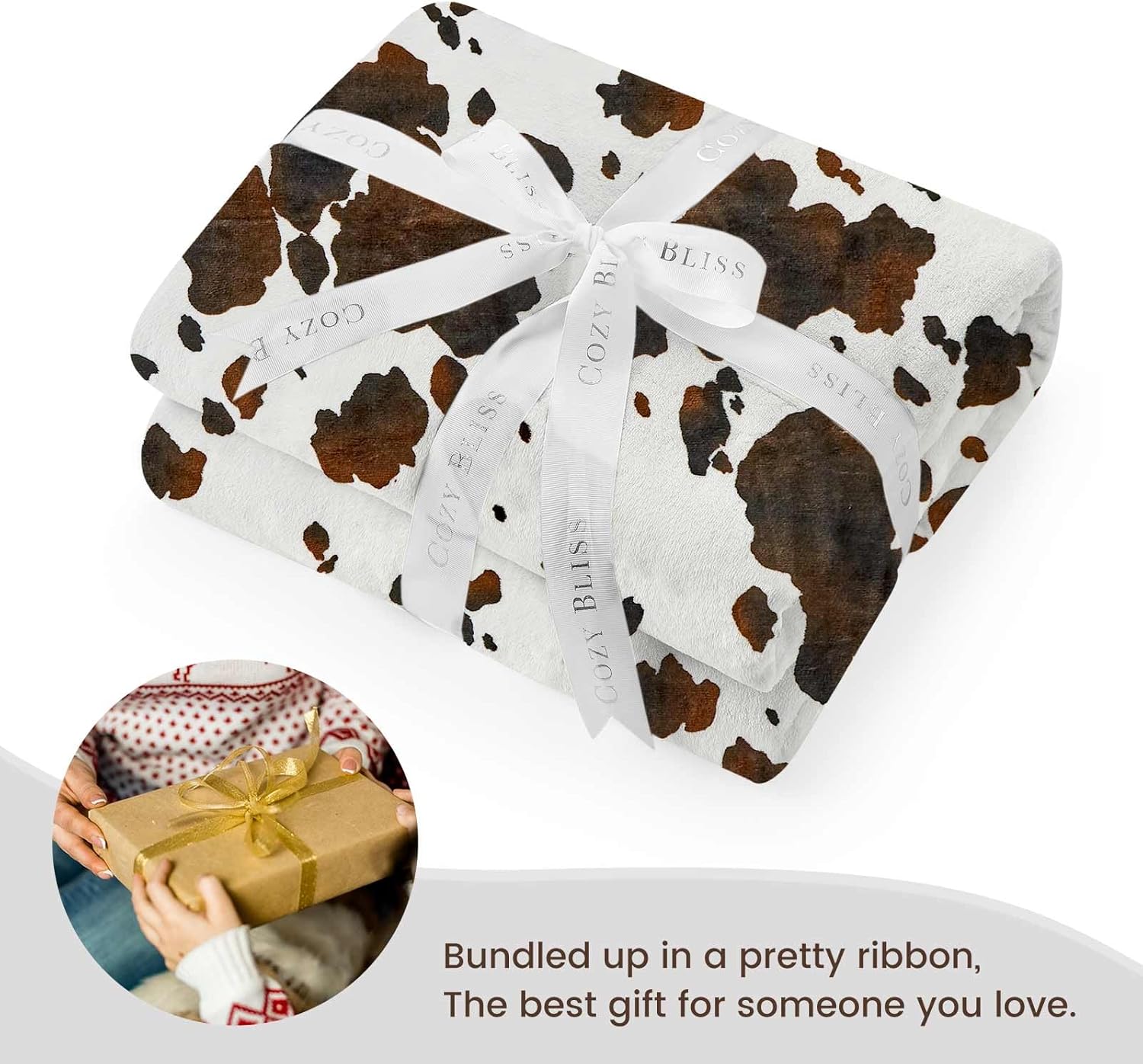 Cow Print Fleece Throw Blanket – 50"x60" Soft, Thick & Warm Milky Plush