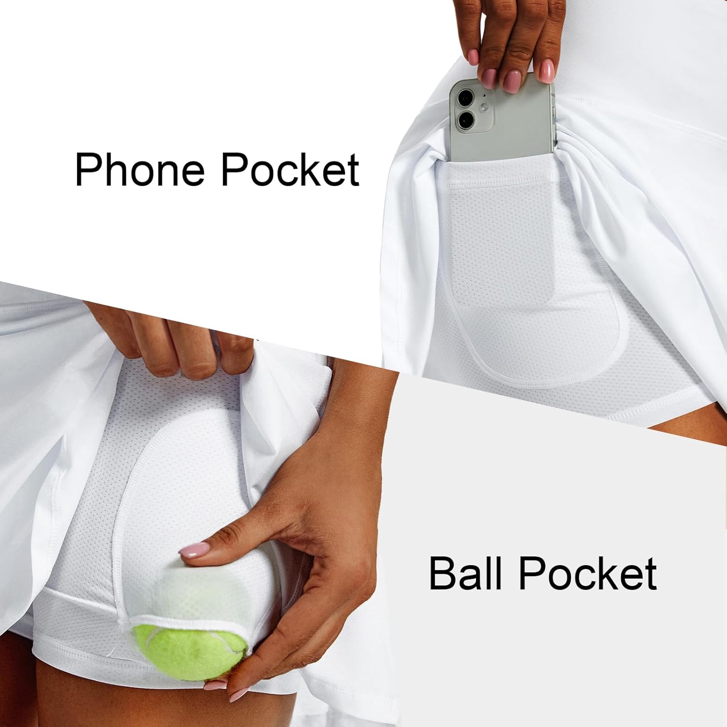 Women’s High Waist Pleated Tennis Skirt with Built-In Shorts & 4 Pockets