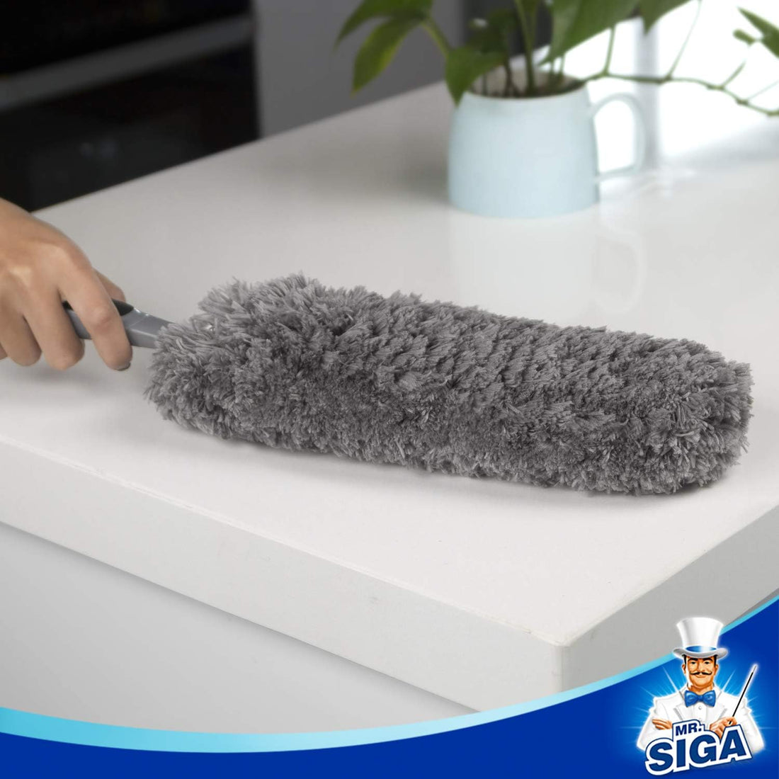 Lint Free Microfiber Duster, Washable Duster for Household Cleaning Gray