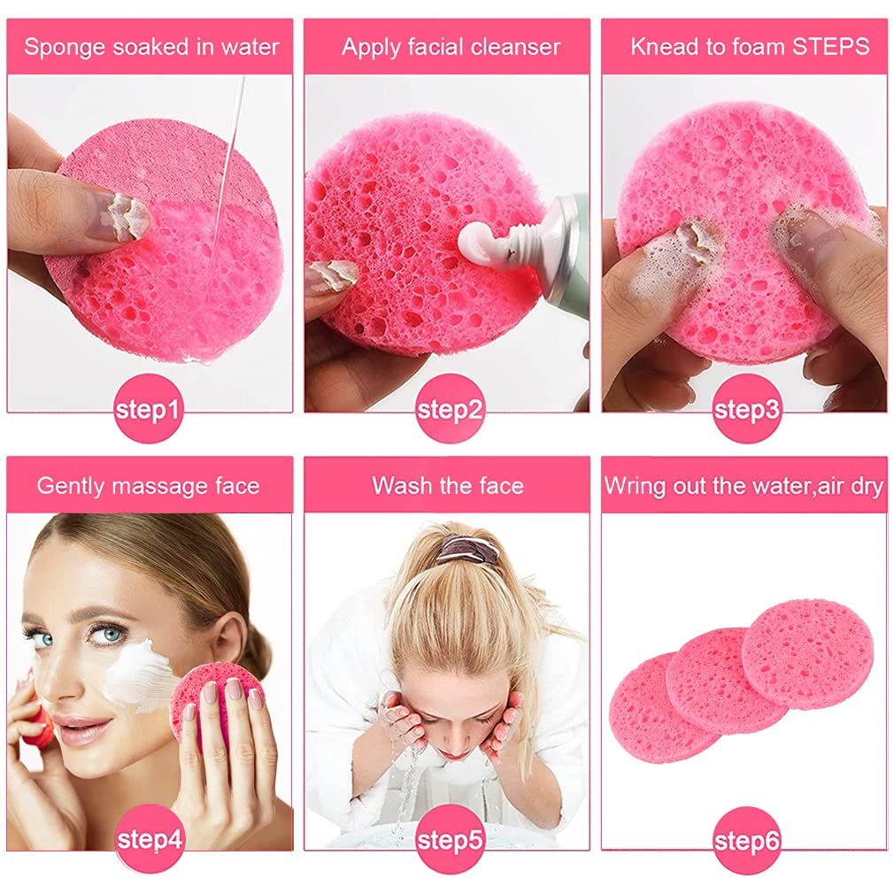 50 PCS Compressed Facial Sponges – 100% Natural Cellulose Professional