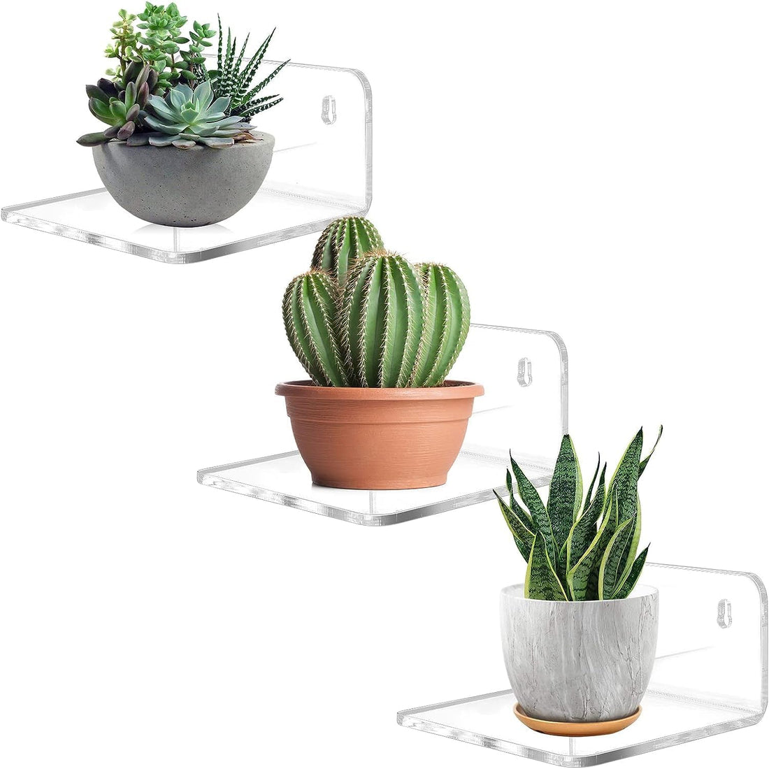 3-Pack Mini Floating Wall Shelves – Clear Wall-Mounted organized Storage Figures