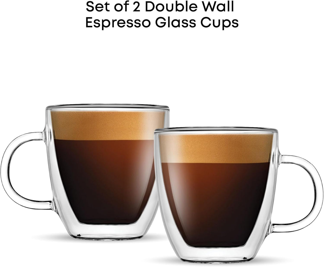 Savor Double Wall Insulated Glasses Espresso Mugs (Set of 2) - 5.4-Ounces