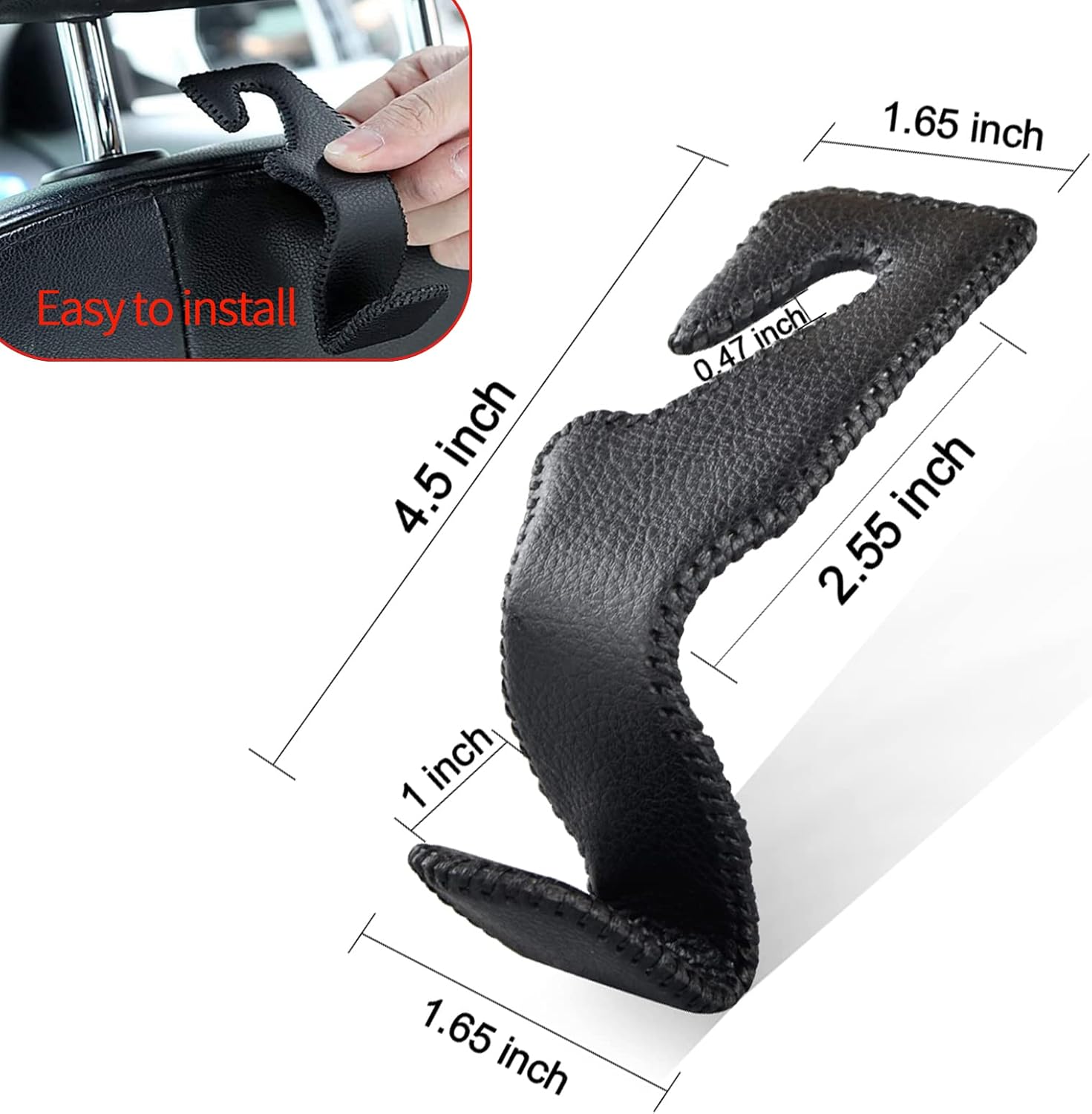 Car Seat Headrest Hooks – Heavy Duty Leather & Stainless Steel Hangers for Bags